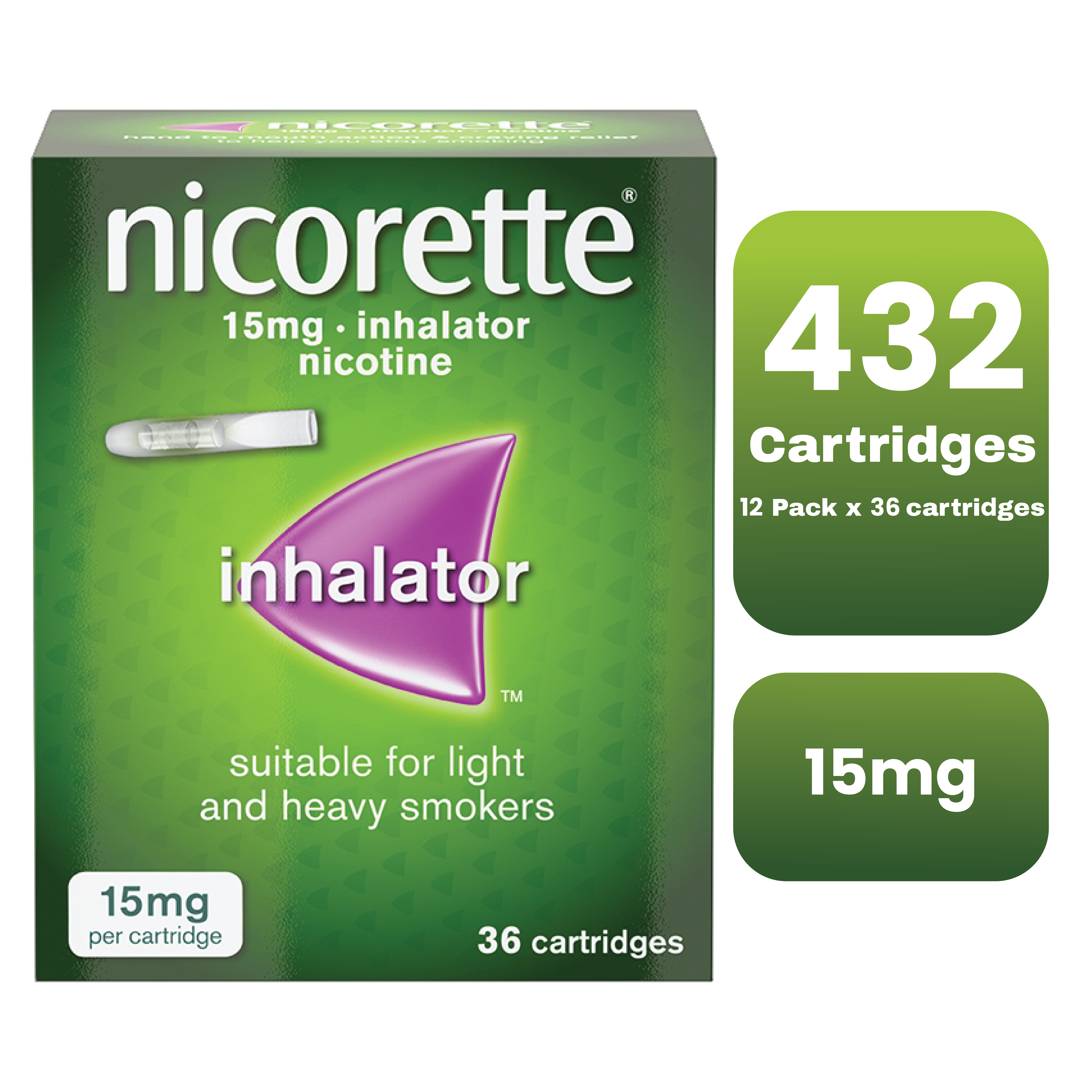 Nicorette nicotine Inhalator 15mg - 36 catridges PACK OF 12 – Skincare ...