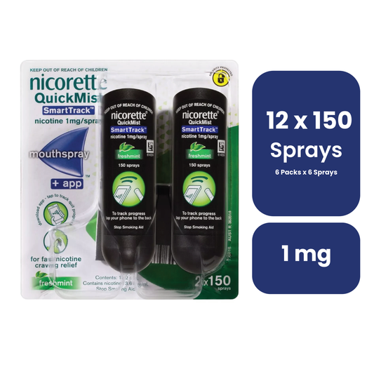 6 x Nicorette Quickmist Smart Duo Spray 2ct PACK OF 6