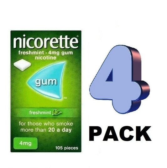 Nicorette Gum 4mg FRESHMINT Nicotine 105 Pieces PACK OF 4