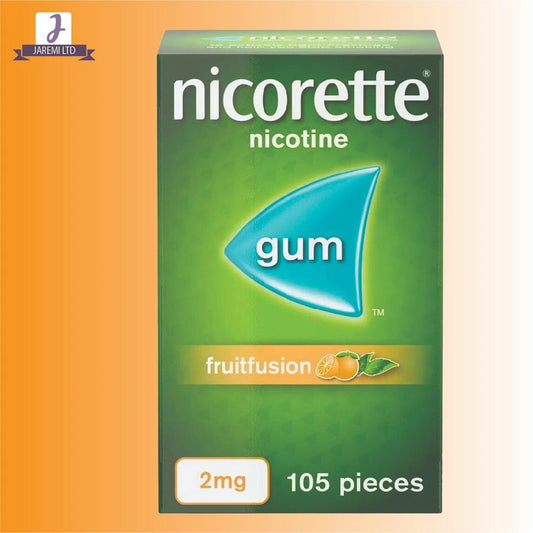 Nicorette Gum 2mg FRUITFUSION Suger Free 105 Pieces-PACK OF 24